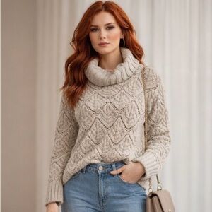 Sweet Republic Elegant Cowl Neck Sweater in Cream